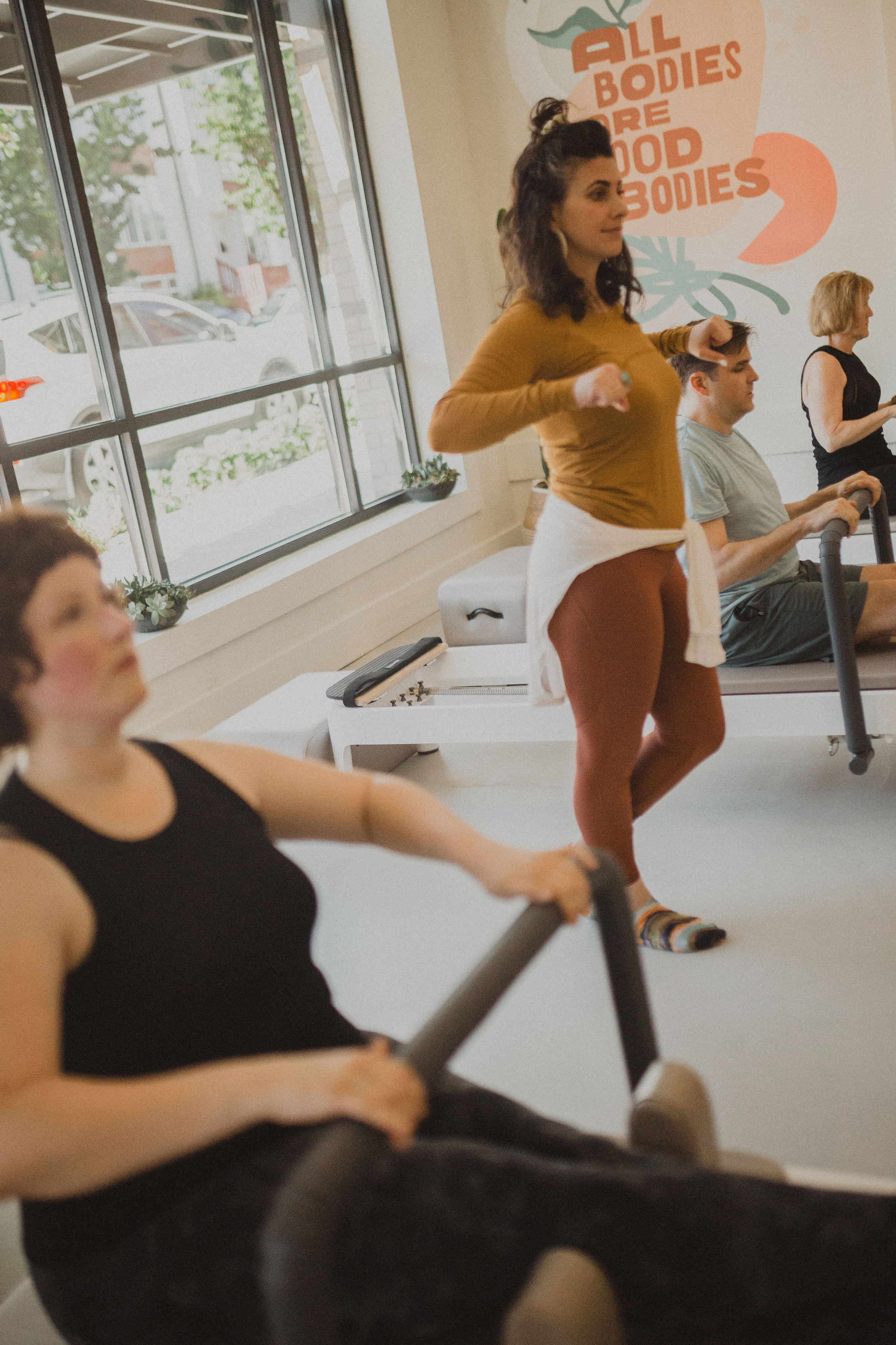 Private Pilates session with instructor and client